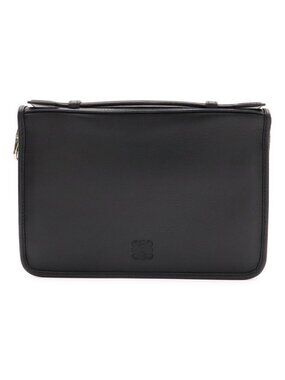 Loewe Anagram Clutch Zip Around Wallet Leather Black Silver